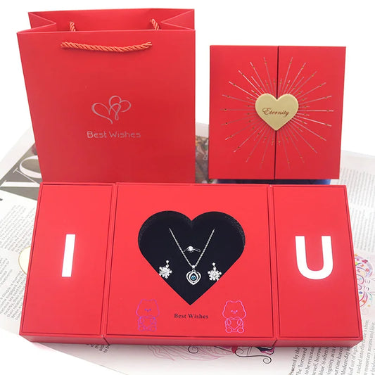 I Love You Folding Gift Box Heart Shaped Jewellery Box