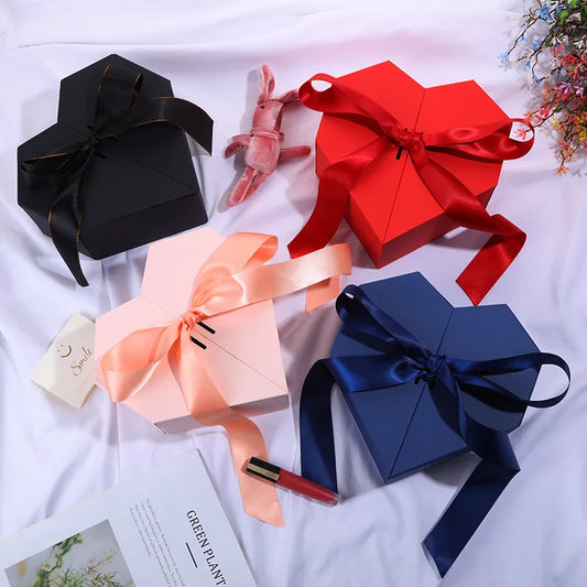 Heart Shaped Gifts Box with Bow Ribbon Presents Packaging Boxes