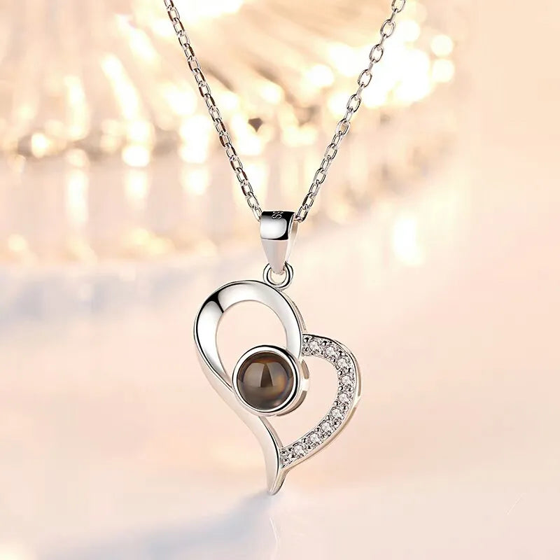 Projection Necklace Set With Rose Gift Box